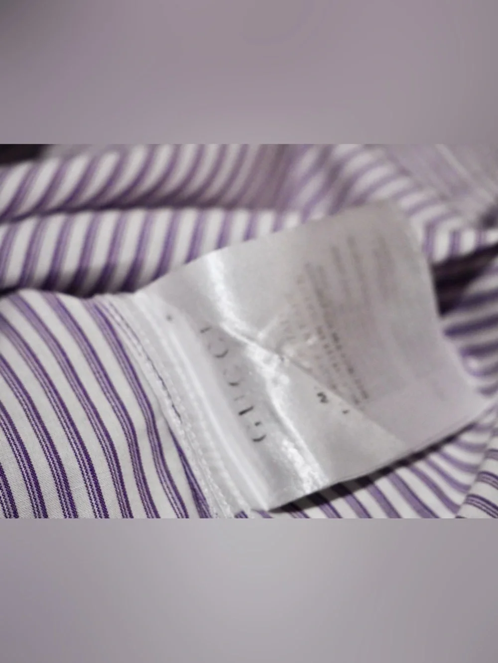 Gucci Mens Slim Fit Striped Dress Shirt Purple White Size 41 16 Made‎ in Italy